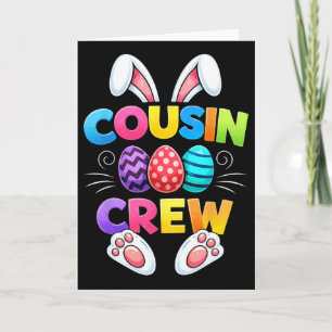 Tarjeta Feliz Pascua Prima Tripulación Conejo Familia Comb