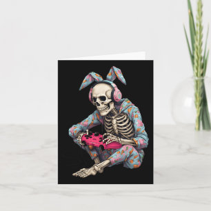 Tarjeta Feliz Pascua Skeleton Gamer Video Juegos de Niños 