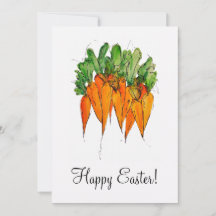 Tarjeta Feliz Pascua | Tarjeta de Zanahorias Acuar