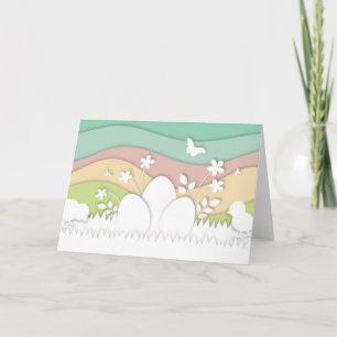 Tarjeta Feliz Pascua, vacaciones en el paisaje natural de 