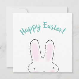 Tarjeta Feliz Pascua verde azulado gracioso guión de conej