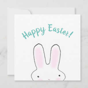 Tarjeta Feliz Pascua verde azulado gracioso guión de conej