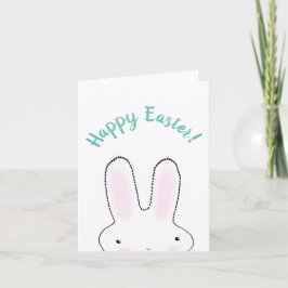 Tarjeta Feliz Pascua verde azulado gracioso guión de conej