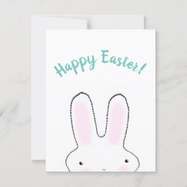 Tarjeta Feliz Pascua verde azulado gracioso guión de conej