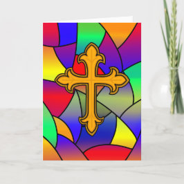 Tarjeta Feliz Pascua | Vidrio de colores y Cruz