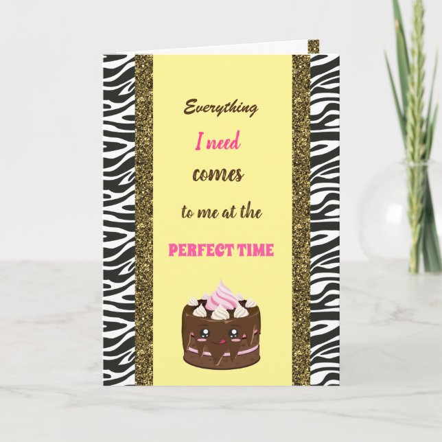 Tarjeta Feliz pastel de chocolate de cumpleaños y Afirmaci (Anverso)