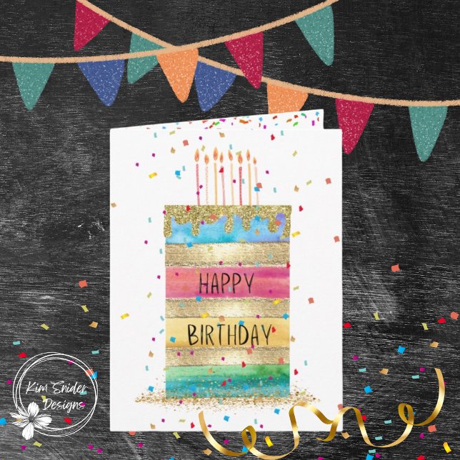 Tarjeta Feliz pastel de cumpleaños con confetti y velas (Subido por el creador)