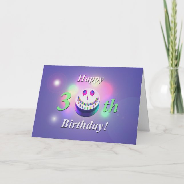 Tarjeta Feliz pastel de cumpleaños número 30 (Anverso)
