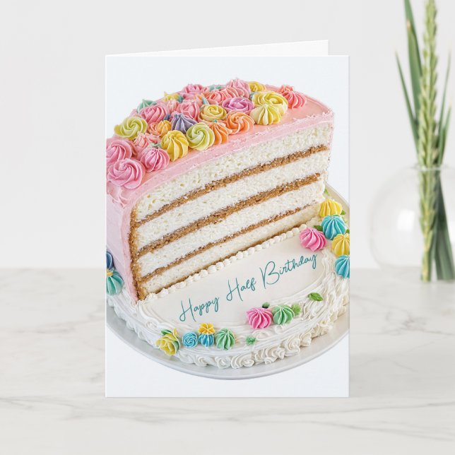 Tarjeta Feliz pastel de medio cumpleaños (Anverso)
