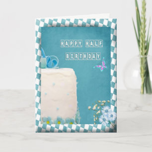 Tarjeta Feliz pastel de medio cumpleaños