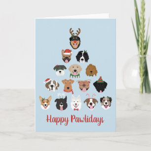 Tarjeta Feliz Pawlidays Perro Árbol de Navidad