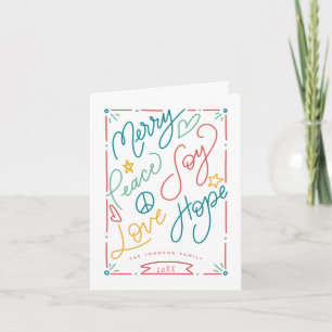 Tarjeta Feliz Paz Alegría Amor Esperanza Fiesta Brillante