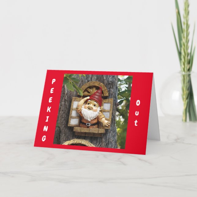 TARJETA **FELIZ PEQUEÑO GNOME** DICE NAVIDADES FELIZ (Anverso)