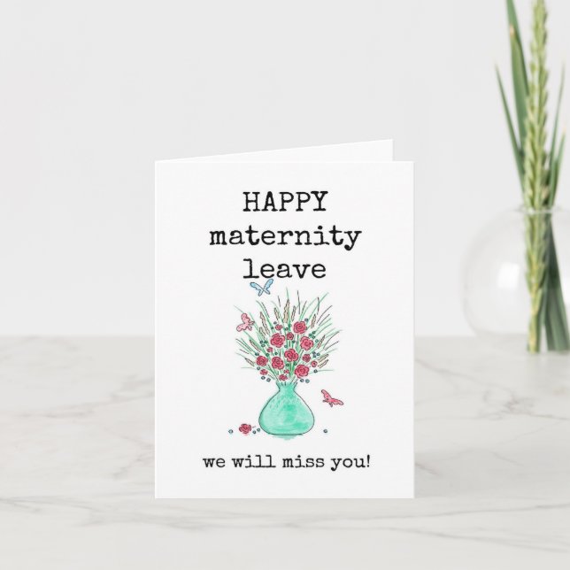 Tarjeta Feliz permiso de maternidad, flores, abono, tarjet (Anverso)