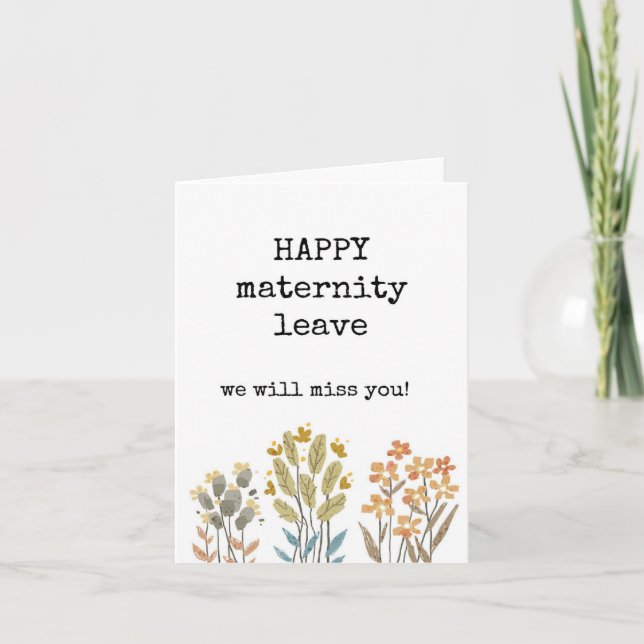 Tarjeta Feliz Permiso De Maternidad, Te Extrañaremos (Anverso)