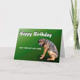TARJETA FELIZ PERRO DE CUMPLEAÑOS DE SUERTE