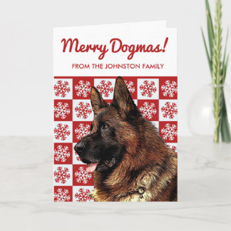 Tarjeta Feliz perro de Navidad Pastor alemán Pastor de nie