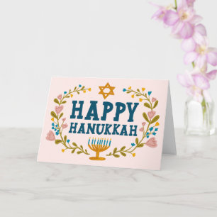 Tarjeta FELIZ Personalizable judío por la floral HANUKKAH