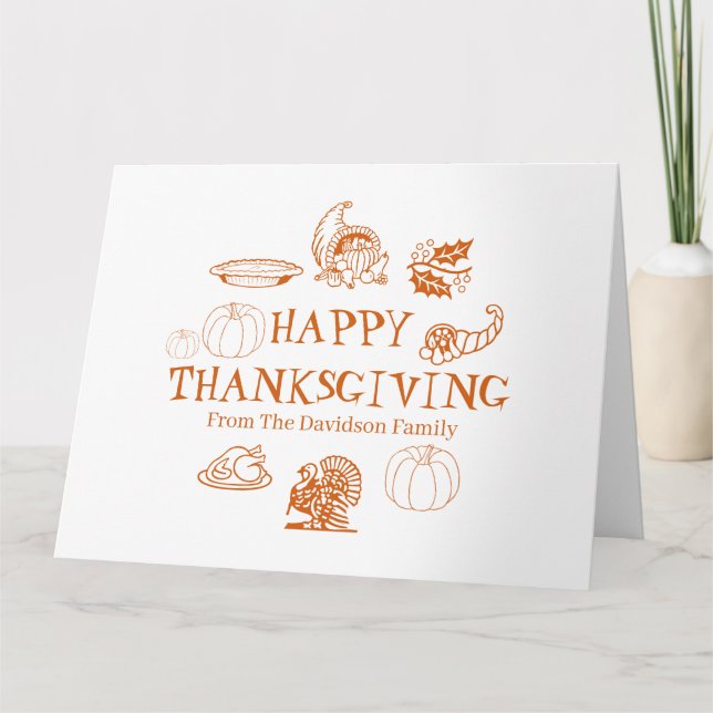 Tarjeta Feliz personalizado de Acción de Gracias, nombre d (Anverso)