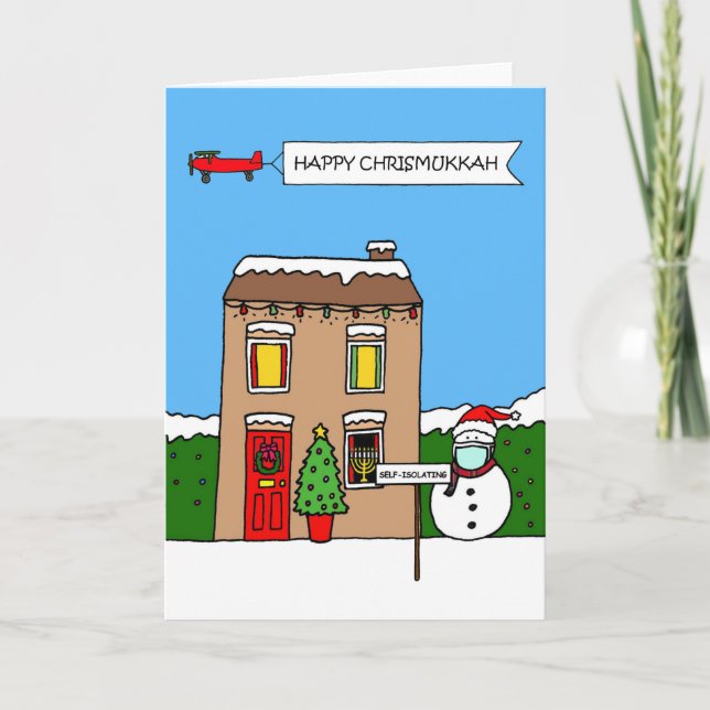 Tarjeta Feliz Personalizado de Chrismukkah, casa de autoai (Anverso)