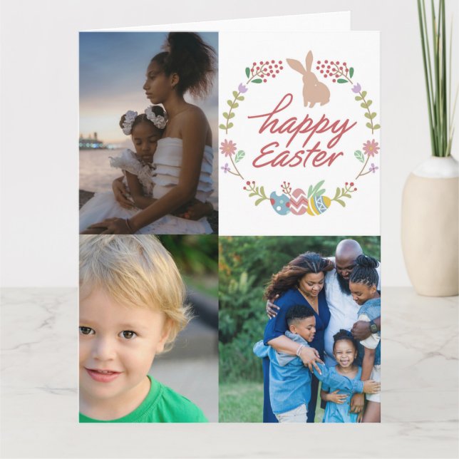 Tarjeta Feliz Personalizado de Pascua 3 Collage de fotos (Anverso)