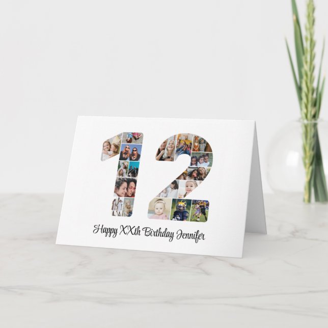 Tarjeta Feliz Personalizado número 12 de cumpleaños número (Anverso)
