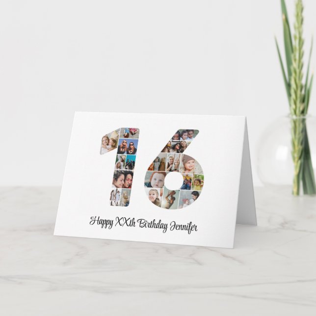 Tarjeta Feliz Personalizado número 16 de cumpleaños número (Anverso)