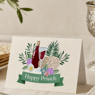 Tarjeta Feliz Pésaj  Seder de Pascua Judía Elegante