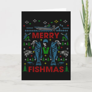 Tarjeta Feliz Pescado de Navidad Camiseta Fea de Navidad D