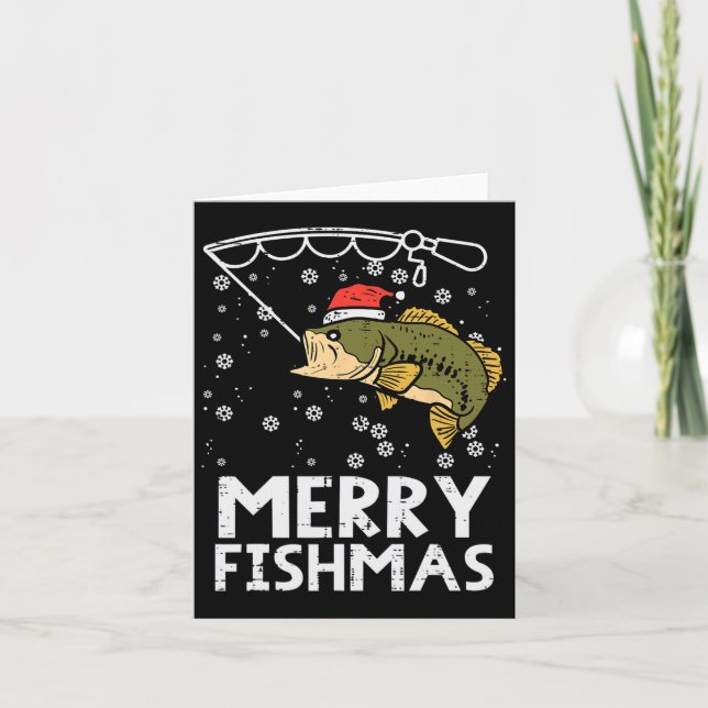 Tarjeta Feliz Pescado Pesca Navidades Papá Hombres (Anverso)