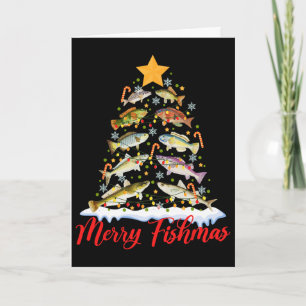 Tarjeta Feliz Pez Navidad Árbol de Navidad Divertidas Luce