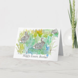 Tarjeta Feliz Primavera de los Conejos Cottontail Hermanos