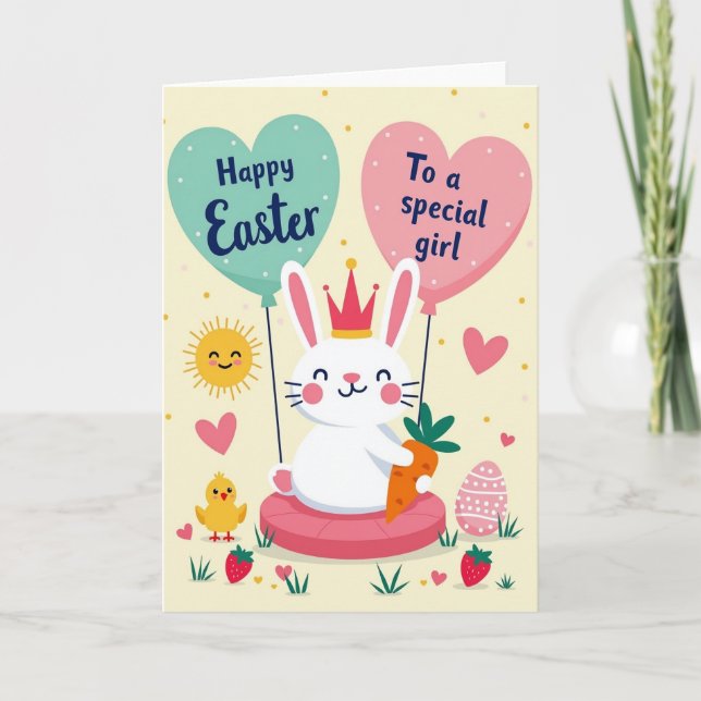 Tarjeta Feliz Primavera Globos de Corazón (Anverso)