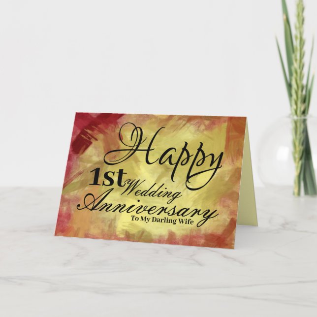 Tarjeta Feliz primer aniversario Boda a mi esposa (Anverso)