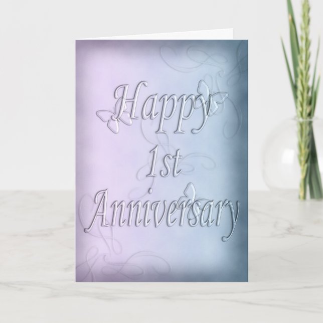 Tarjeta Feliz primer aniversario (tarjeta de aniversario) (Anverso)