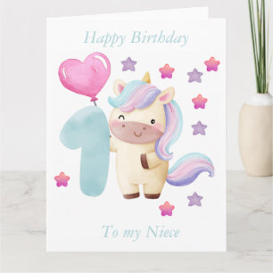 Tarjeta Feliz primer cumpleaños a mi sobrina"