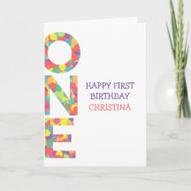 Feliz primer cumpleaños Chica Confetti personaliza