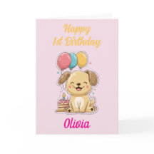 Feliz primer cumpleaños, Chica, feliz cachorro, Pe