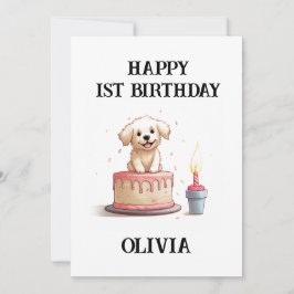 Tarjeta Feliz primer cumpleaños, felicitaciones, nombre y 