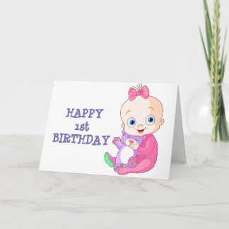 TARJETA **FELIZ PRIMER CUMPLEAÑOS" NIÑA BEBÉ ESPECIAL
