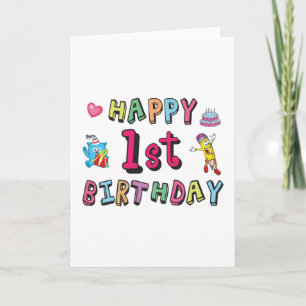 Tarjeta Feliz primer cumpleaños para niños de 1 año deseo