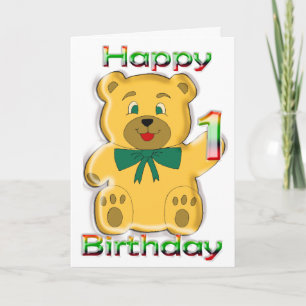 Tarjeta Feliz primer cumpleaños Teddy Bear Card