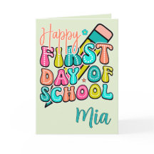 Feliz Primer Día De Clases Lápiz Retro Groovy