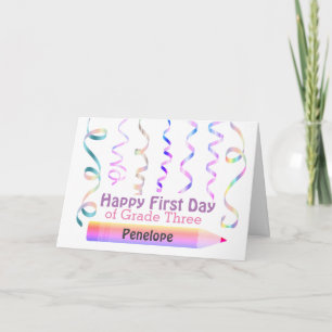 Tarjeta Feliz Primer Día de Grado 3 personalizado