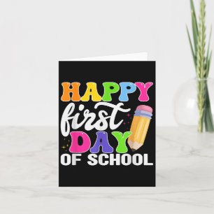 Tarjeta Feliz Primer Día De La Escuela Lápiz De Niños