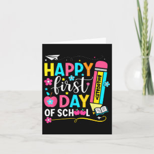 Tarjeta Feliz Primer Día De La Escuela Lápiz De Niños
