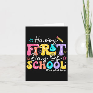 Tarjeta Feliz Primer Día De La Escuela Lápiz De Niños