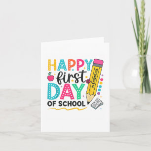 Tarjeta Feliz Primer Día De La Escuela Lápiz De Niños
