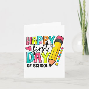 Tarjeta Feliz Primer Día De La Escuela Lápiz De Niños