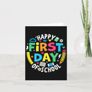 Tarjeta Feliz Primer Día De La Escuela Lápiz De Niños